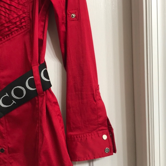 COOGI Button Down Shirt Dress with Elastic Belt - Picture 5 of 8